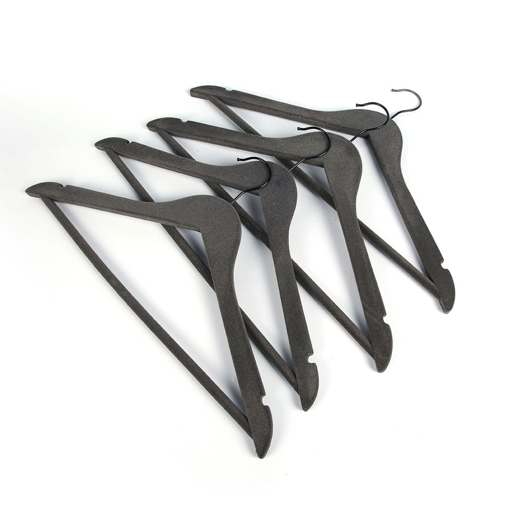 Inspring Black Flocked Wood Luxury Clothes Hangers