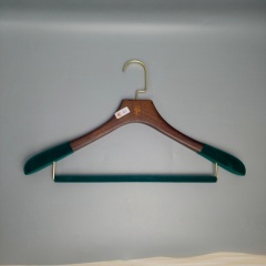 Custom Color Flocked Shoulder Wood Hangers with Clips