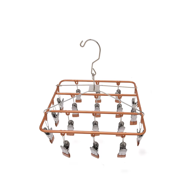Factory Price Stainless Steel Laundry Drying Rack Sock Bra Clips Hanger with Windproof Hook