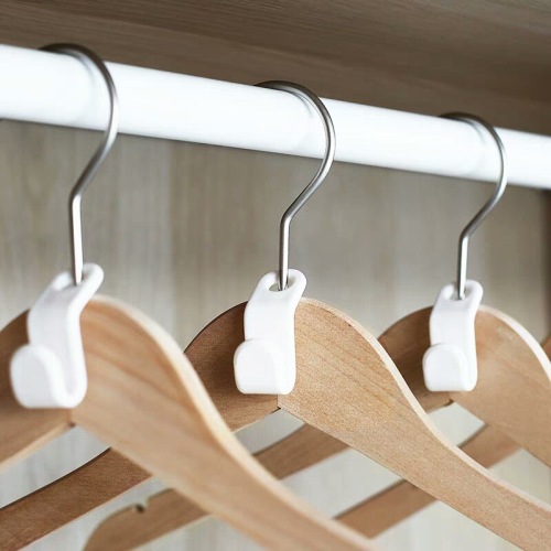 Space saving plastic clothes hanger partner connector hooks