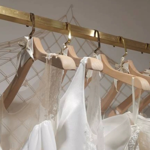 Custom wide shoulder wooden hangers for wedding dress