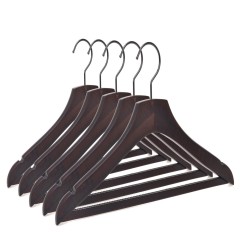 Custom wooden clothes hanger with square anti slip bar