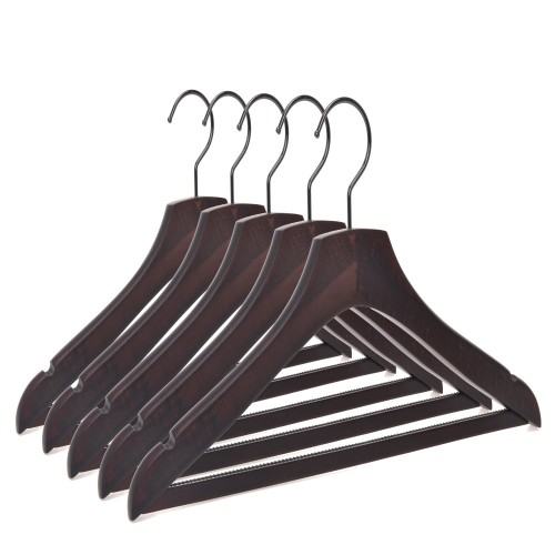 Custom wooden clothes hanger with square anti slip bar