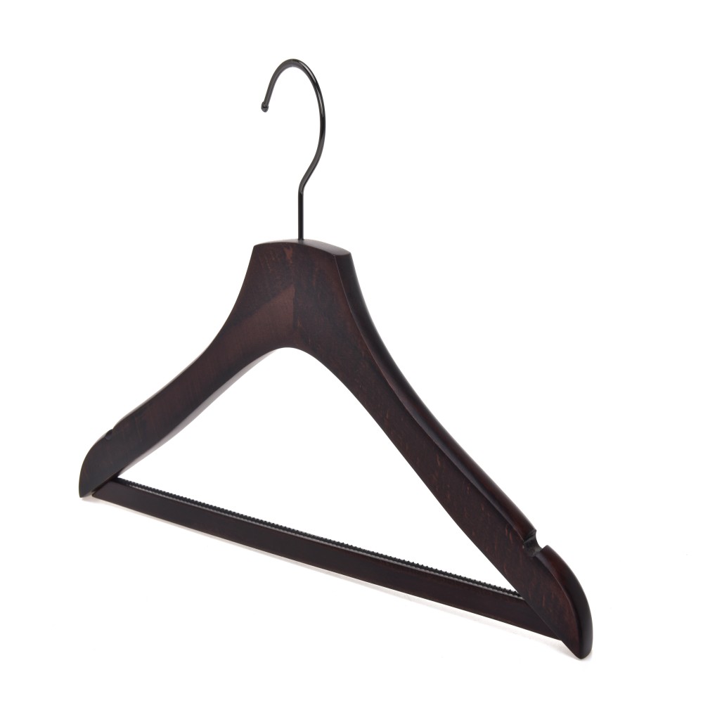 Custom wooden clothes hanger with square anti slip bar