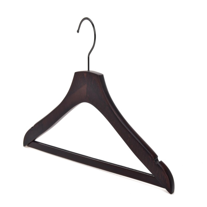 Custom wooden clothes hanger with square anti slip bar