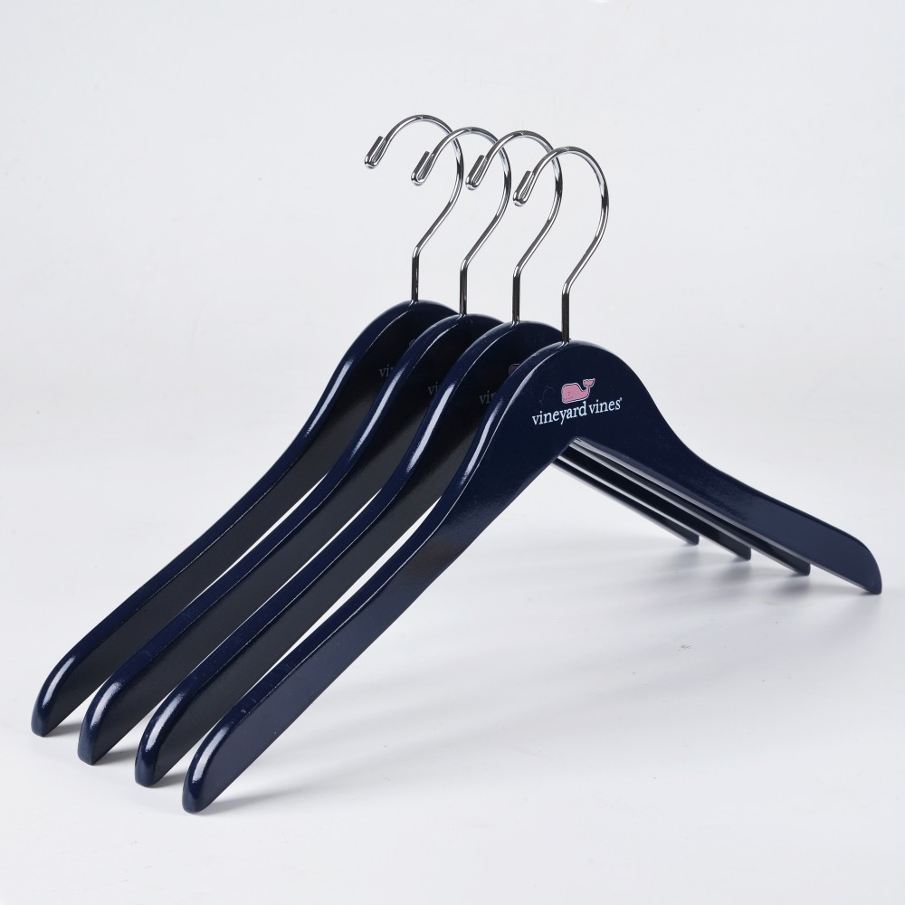 custom wooden hanger with logo