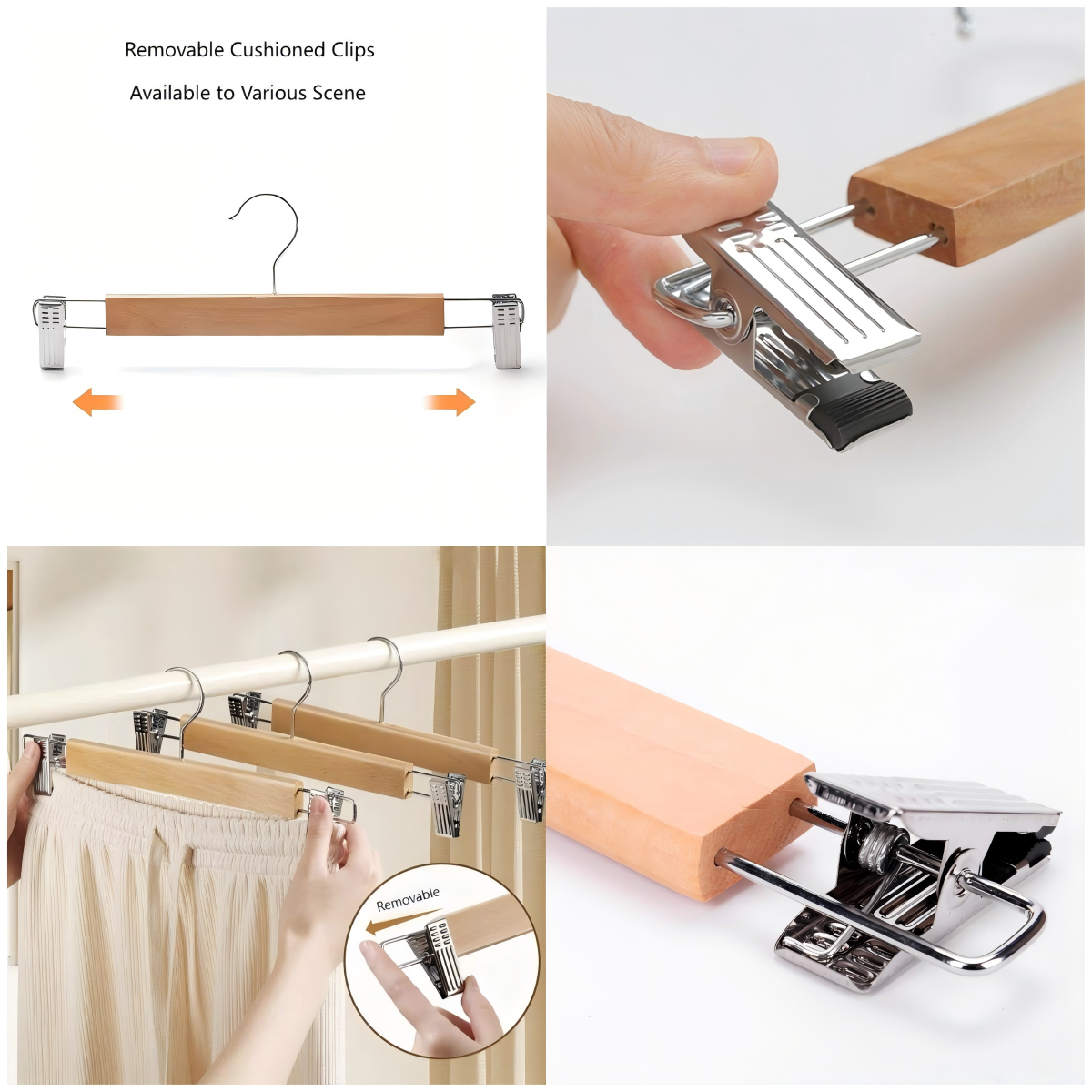wood pant hangers with clips inspring