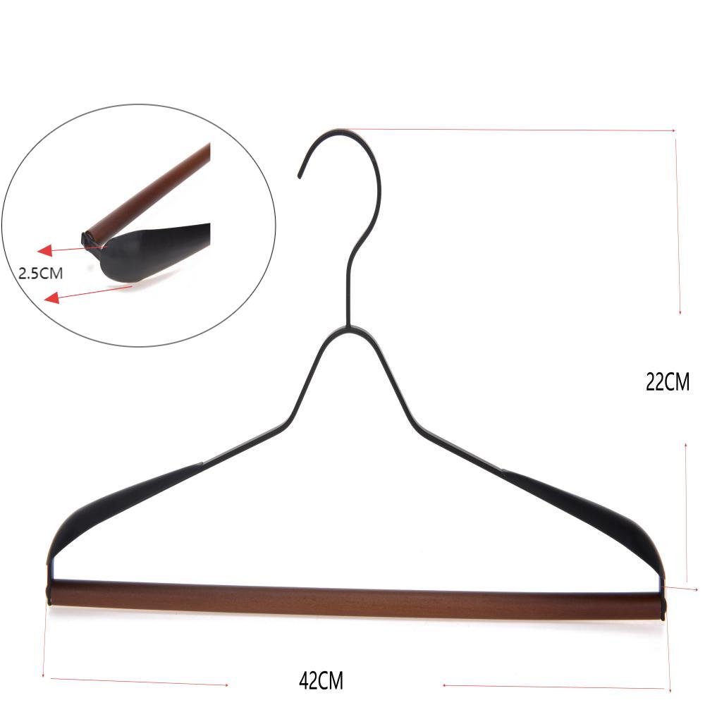 Bulk Wide Shoulder Metal Hangers Custom Wood Pant Bar anti slip clothes hanger wholesale 