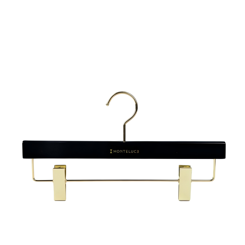 Custom wooden pants golden clips hangers