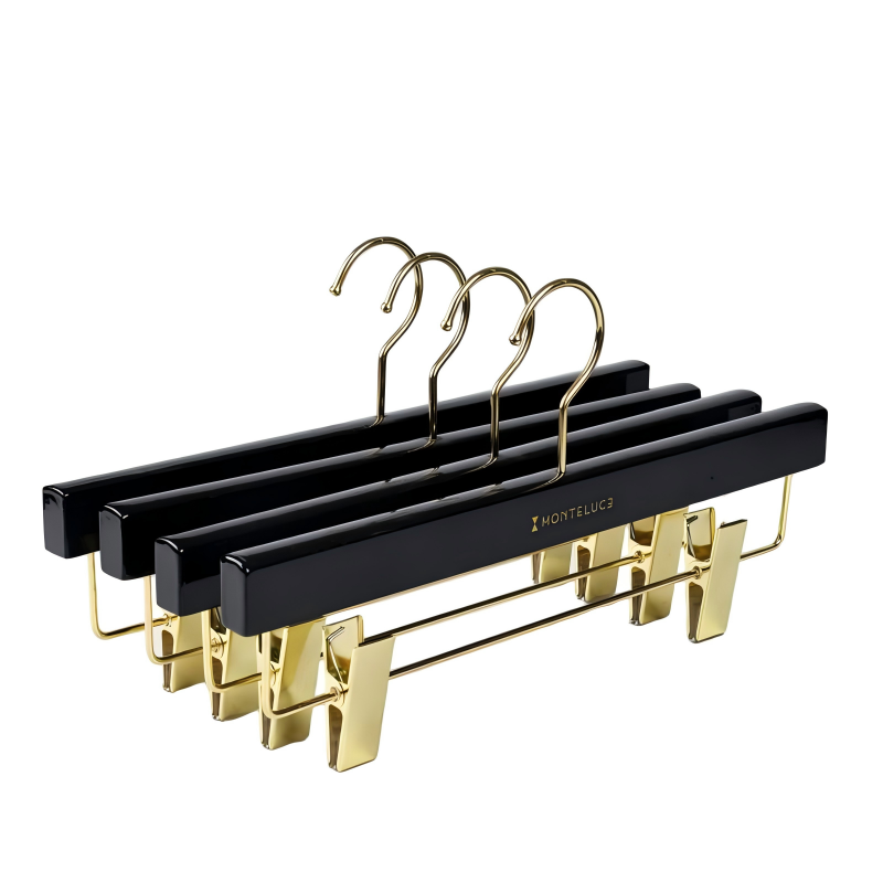 Custom wooden pants golden clips hangers