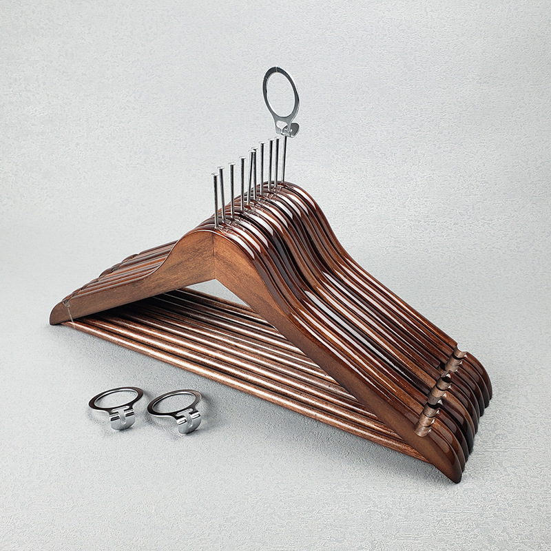 Walnut wood anti theft metal loop hangers