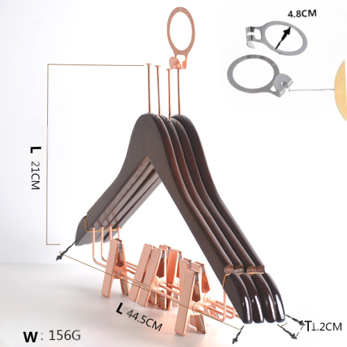 Custom Golden Anti Theft Hook Hotel Wooden Hangers