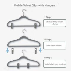 Velvet cloth hangers with clips wholesale