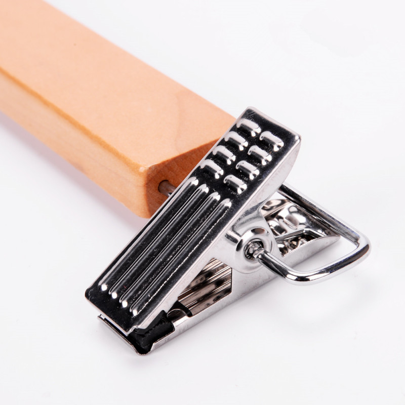 Trouser clamp wooden pants hangers with clips
