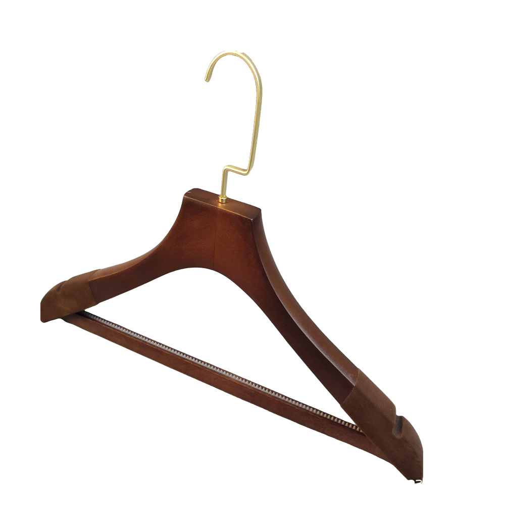 Velvet shoulder custom wood pant coat hangers