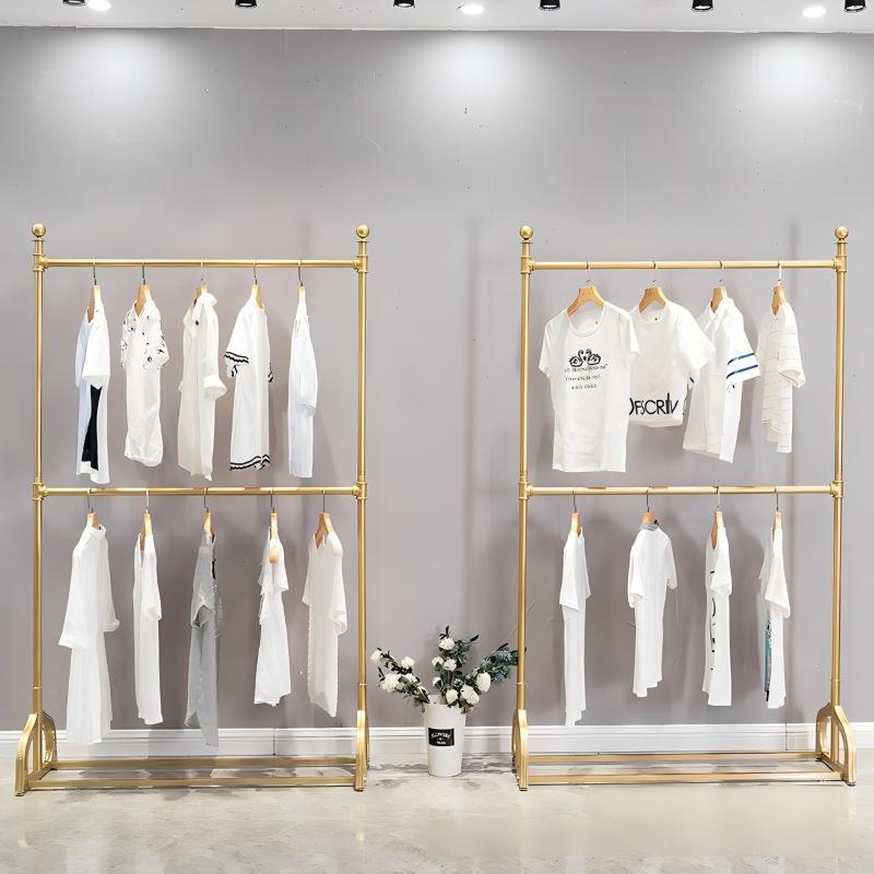 Adjustable Golden Color Floor Standing Garment Rack