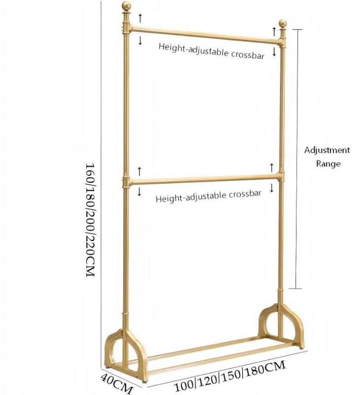 Adjustable Golden Color Floor Standing Garment Rack