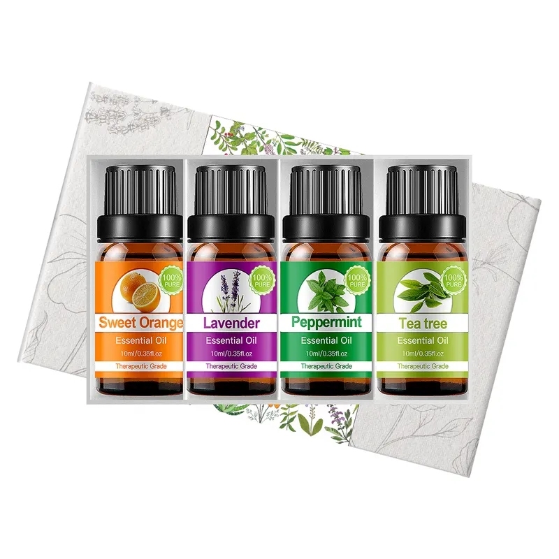 WATERCOME Aroma Essential Oil Set, Top 4 Natural Organic Pure Essential Oil Gift Box for Massage Aromatherapy Diffuser