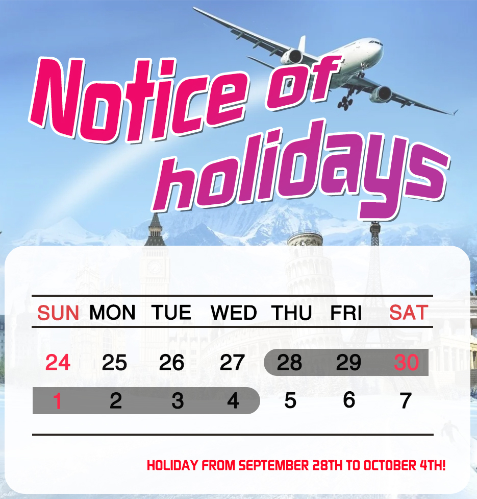 Notice of holidays