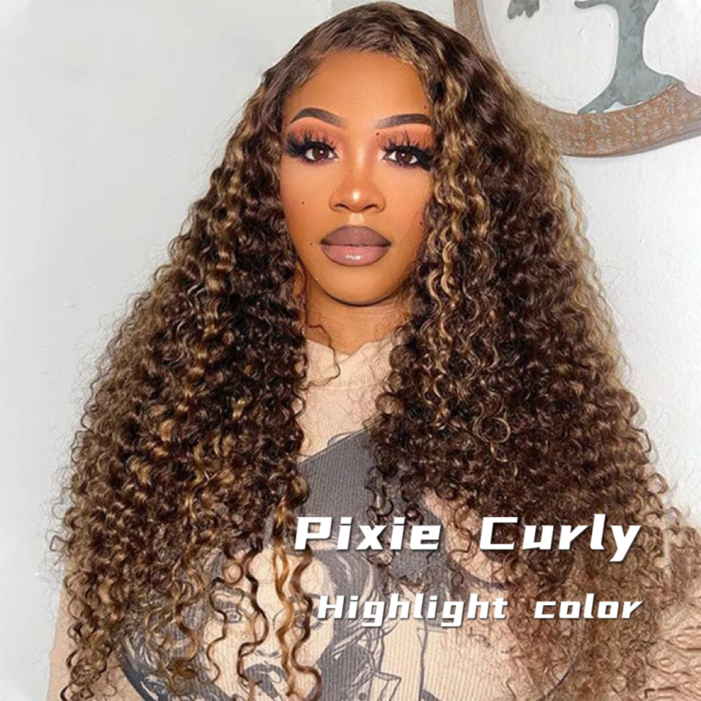 PiXie Curly Glueless Double Drawn wig