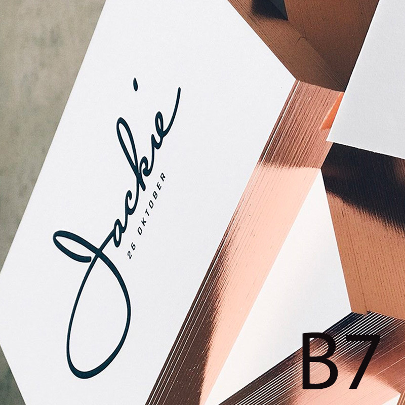 B7 High-end Custom Business cards  Front monochrome gravure + back monochrome + rose gold edge