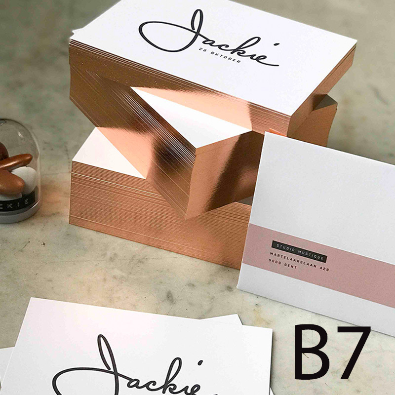 B7 High-end Custom Business cards  Front monochrome gravure + back monochrome + rose gold edge