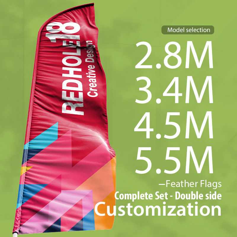 Customized - Feather Flags Custom Printing (Double side - complete set ) 2.8/3.4/4.5/5.5M