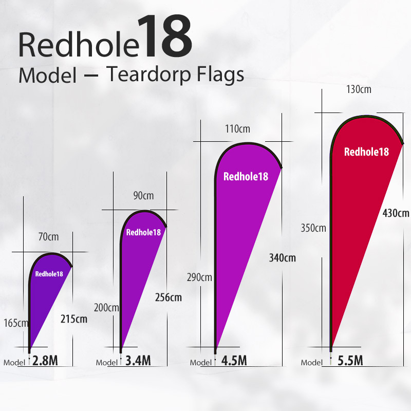Customized-Teardrop Flags (single side - Complete set )  2.8/3.4/4.5/5.5M Selection