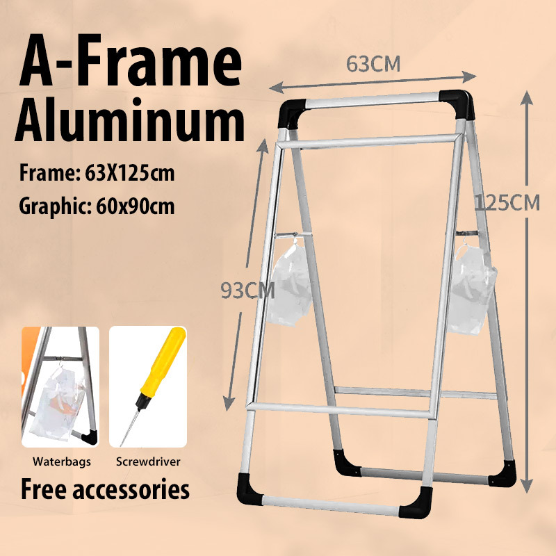 A-Frame aluminian complete set (Fram+ 2Pcs Print PVC expansion sheet), portability and resistant to rust
