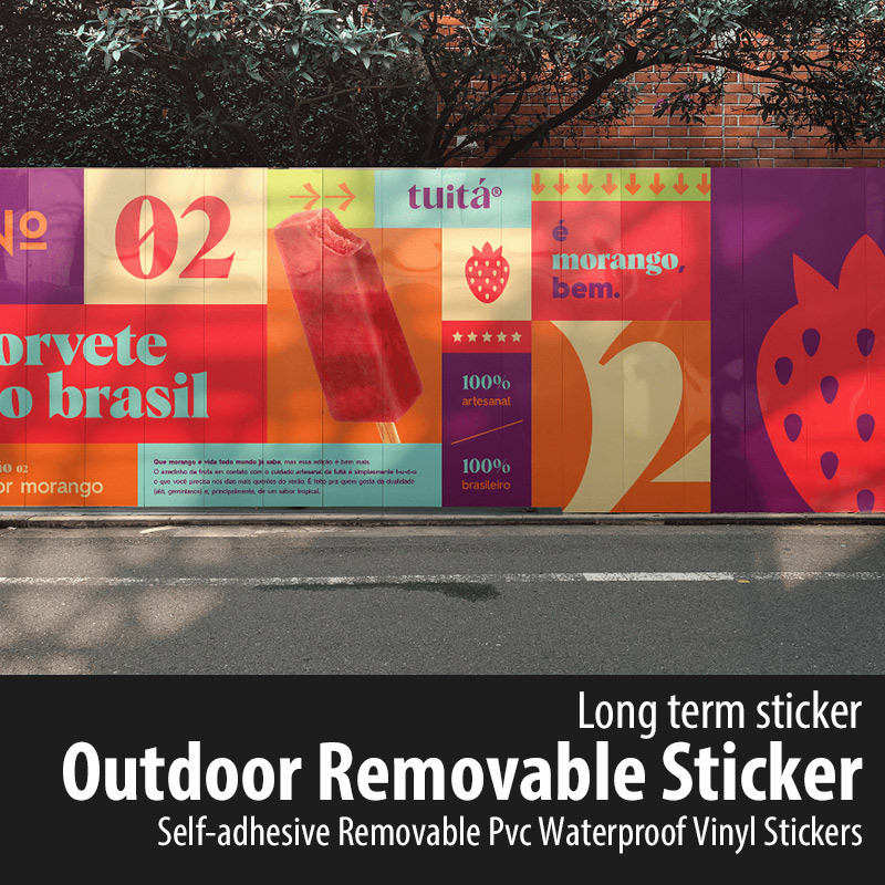 Outdoor removable sticker. Long term sticker self-adhesive Removable Pvc Waterproof Vinyl Stickers For Outdoor Advertising