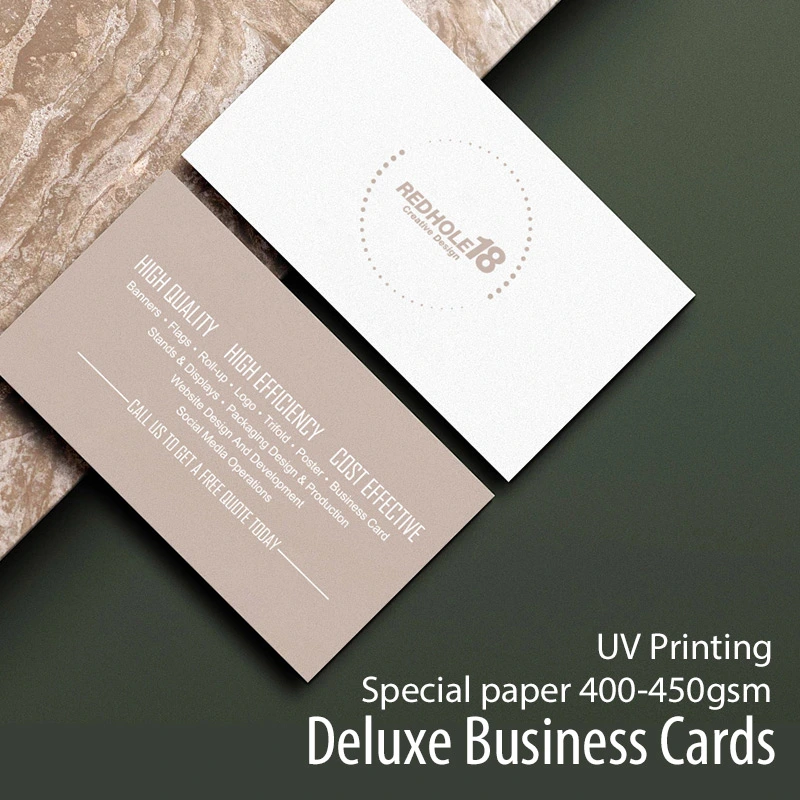 Deluxe Business Cards Special paper 400-450gsm- UV printing Squeare- Double side 100/200/300/400/500pcs