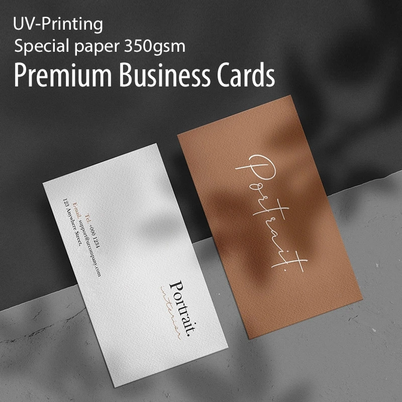 Premium Business Cards-Special paper 350gsm UVprinting Squeare- Double side 100/200/300/400/500pcs