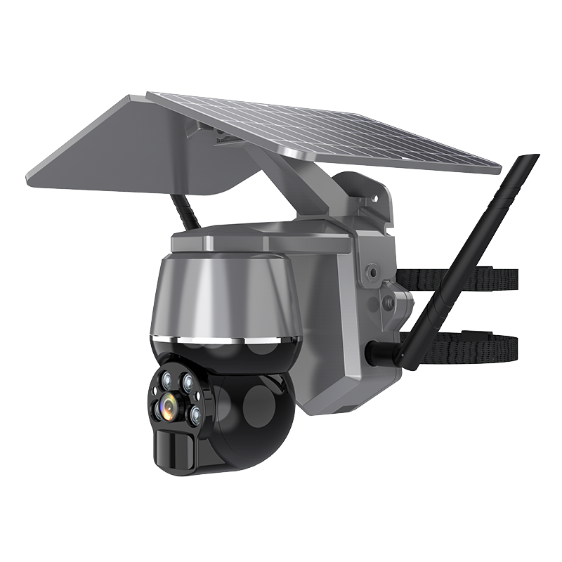 Built-in MIC and speaker support two-way intercom Security camera with solar 400W 1440P main control