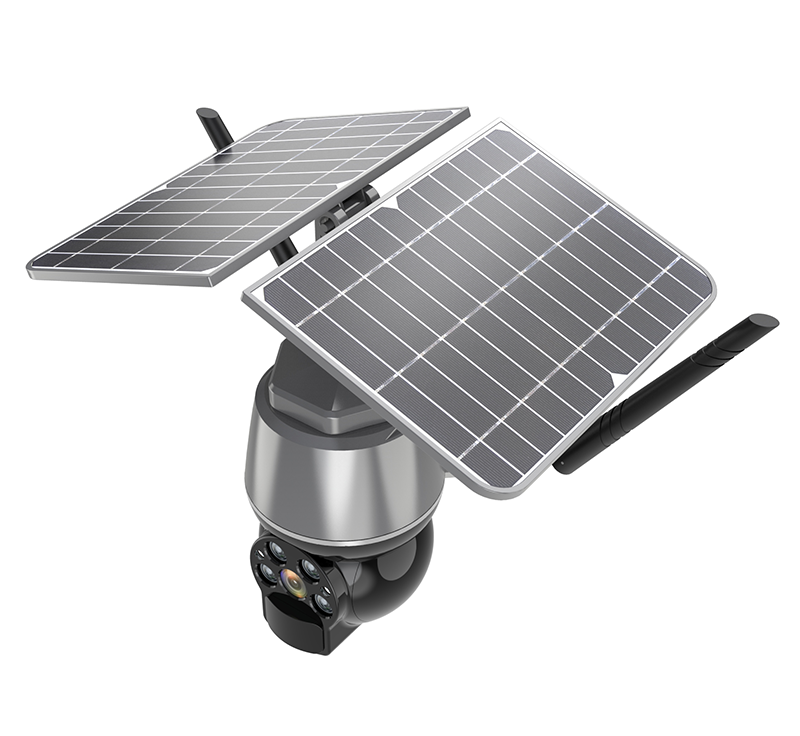 Built-in MIC and speaker support two-way intercom Security camera with solar 400W 1440P main control