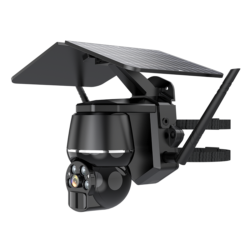 Built-in MIC and speaker support two-way intercom Security camera with solar 400W 1440P main control