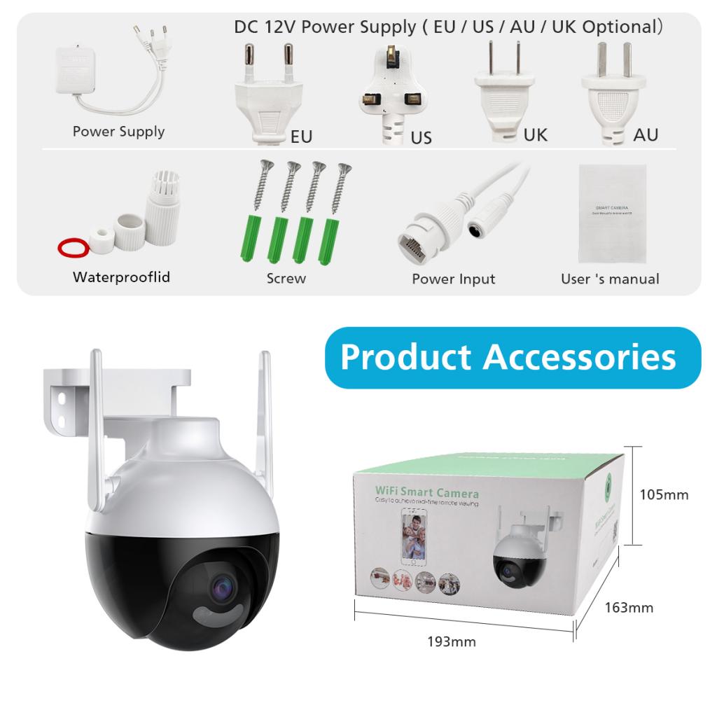 5MP Ultraclear Intelligent Full colar outdoor wifi camera night vision network Camera