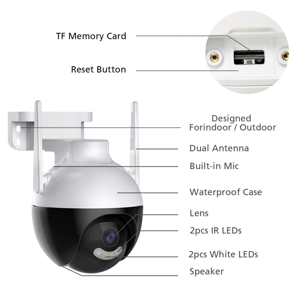 5MP Ultraclear Intelligent Full colar outdoor wifi camera night vision network Camera