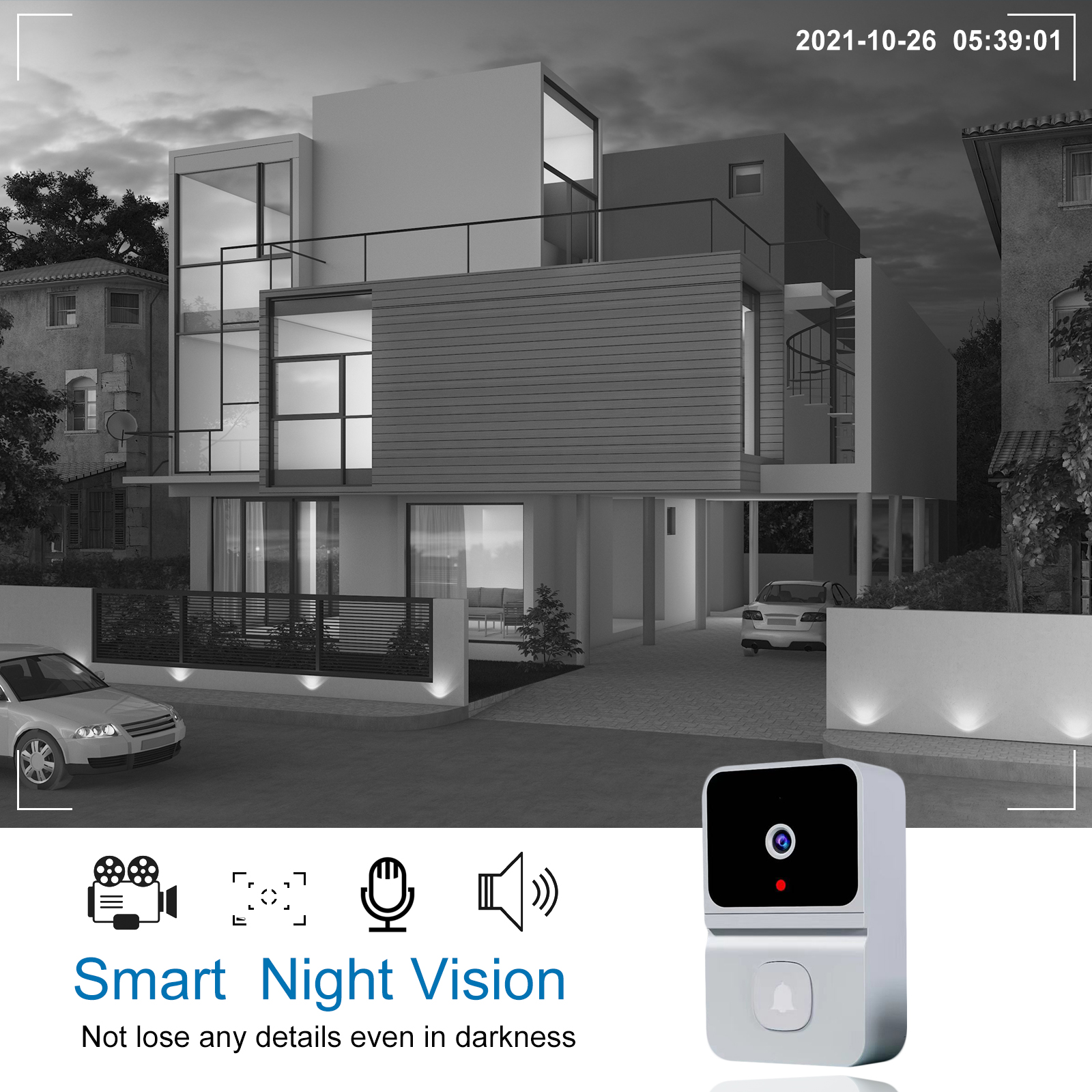 Smart night Vision button trigger doorbell camera with monitor Wide angel lens Two way audio Tuya video Door bell