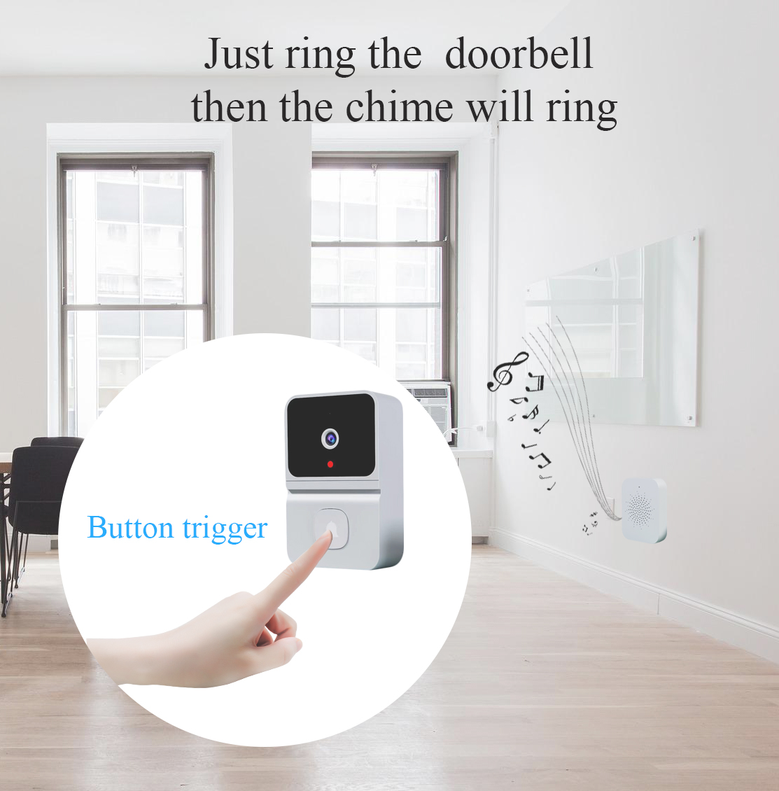Smart night Vision button trigger doorbell camera with monitor Wide angel lens Two way audio Tuya video Door bell