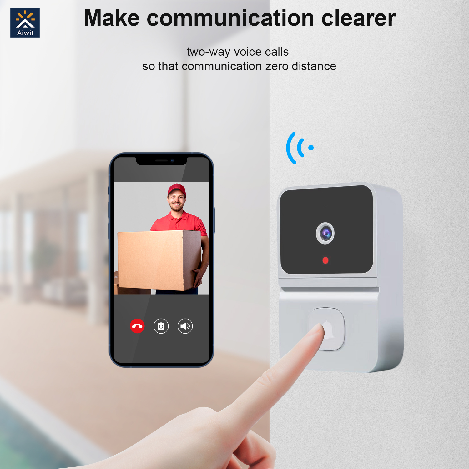 Smart night Vision button trigger doorbell camera with monitor Wide angel lens Two way audio Tuya video Door bell