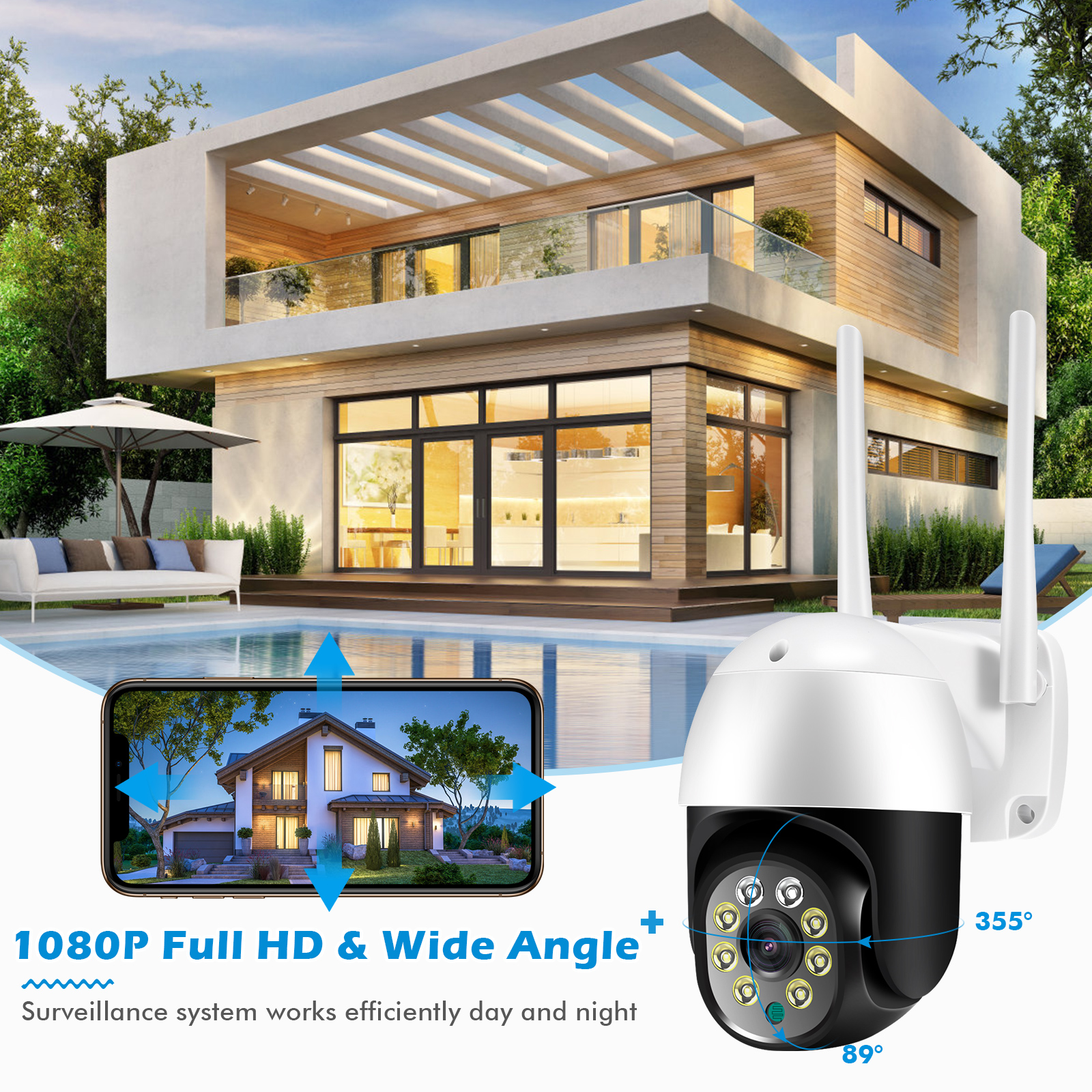 2MP HD IP66 WATERPROOF MOTION DETECTION WIFI IP CAMERA PTZ OUTDOOR CAMERA