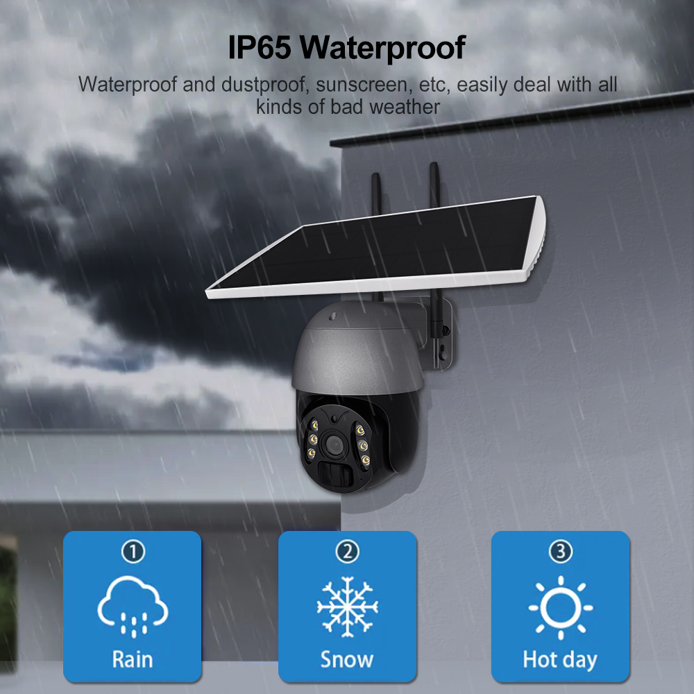 Tuya APP Auto Tracking Rotatable Alarm Ip Wifi Intelligent Lower Power Pir Battery Outdoor Security Cctv Wireless Solar Ptz Cam