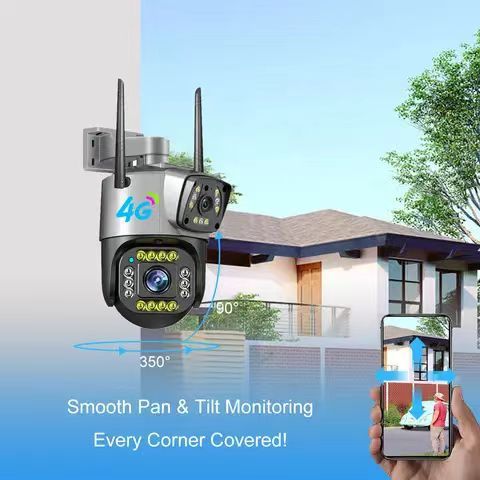 New Wireless Auto Human Motion Tracking 4G CCTV Camera 3.5Inch 2MP 4MP V380 Pro Wireless IP Security Dual Lens PTZ Camera