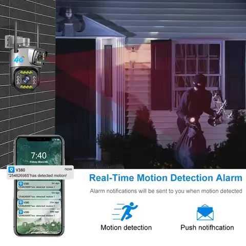 New Wireless Auto Human Motion Tracking 4G CCTV Camera 3.5Inch 2MP 4MP V380 Pro Wireless IP Security Dual Lens PTZ Camera