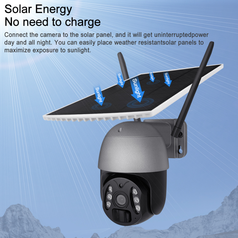 Tuya APP Auto Tracking Rotatable Alarm Ip Wifi Intelligent Lower Power Pir Battery Outdoor Security Cctv Wireless Solar Ptz Cam