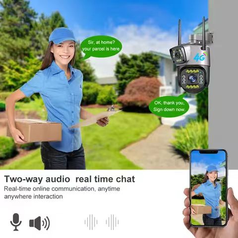 New Wireless Auto Human Motion Tracking 4G CCTV Camera 3.5Inch 2MP 4MP V380 Pro Wireless IP Security Dual Lens PTZ Camera