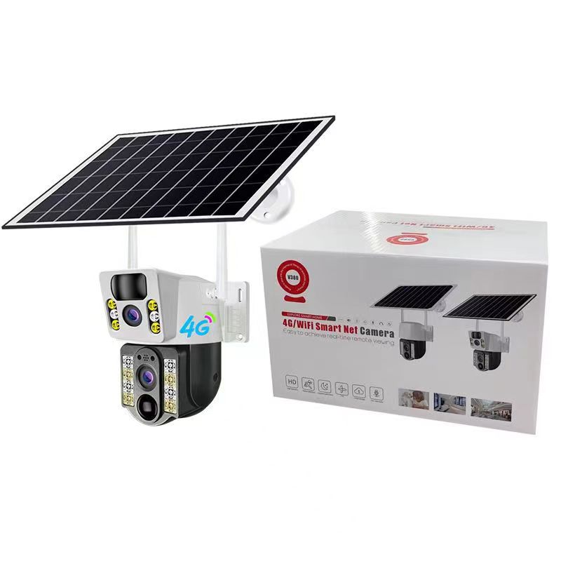 Hot selling V380 outdoor solar panel PIR waterproof wifi 4G cctv dual lens cameras Smart Home Cam Human Detection Protection