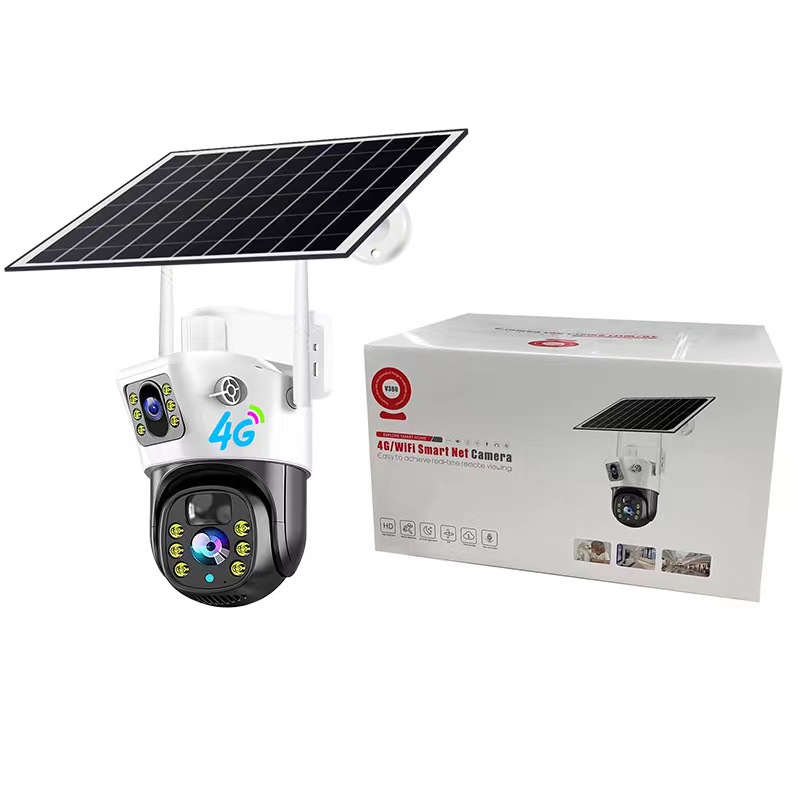 V380 pro Solar Powered Surveillance 4mp Wifi 4G Outdoor Security Camera Double Lens Hd Wireless Ptz Video Surveillance Ip Camer