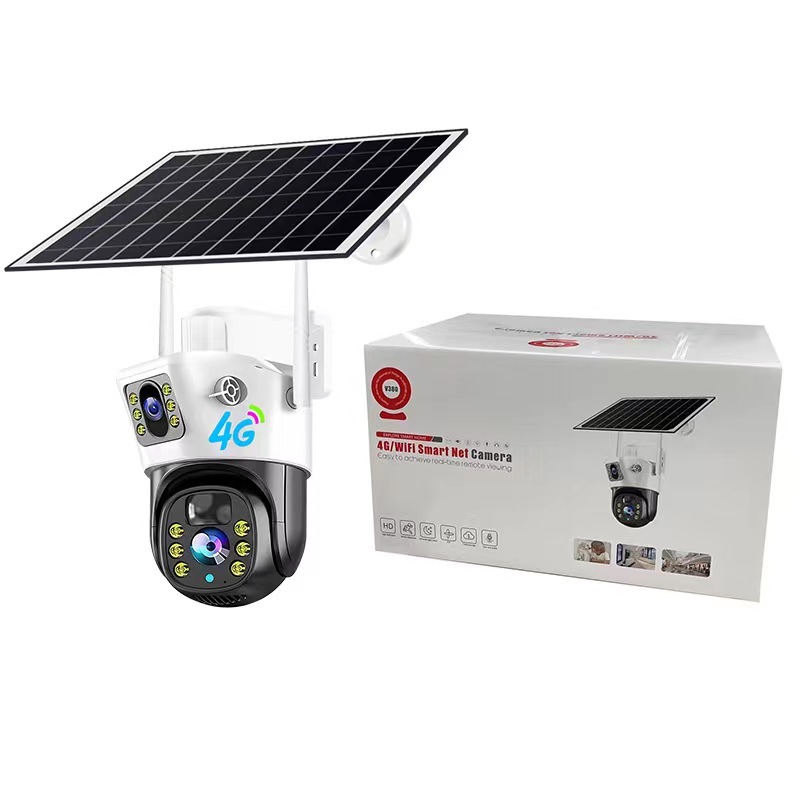 V380 pro Solar Powered Surveillance 4mp Wifi 4G Outdoor Security Camera Double Lens Hd Wireless Ptz Video Surveillance Ip Camer