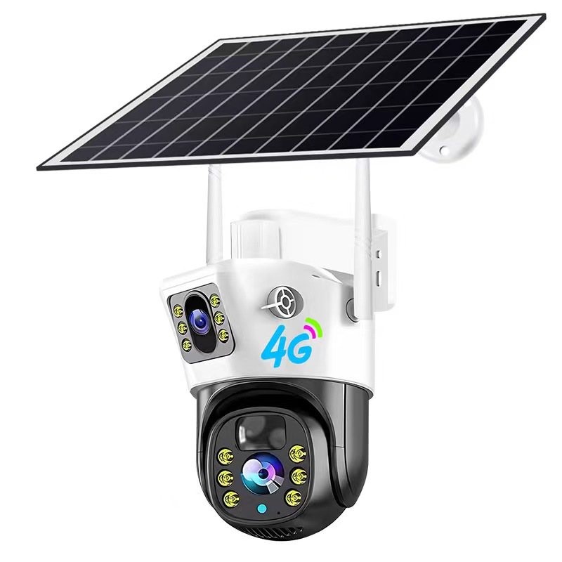 V380 pro Solar Powered Surveillance 4mp Wifi 4G Outdoor Security Camera Double Lens Hd Wireless Ptz Video Surveillance Ip Camer